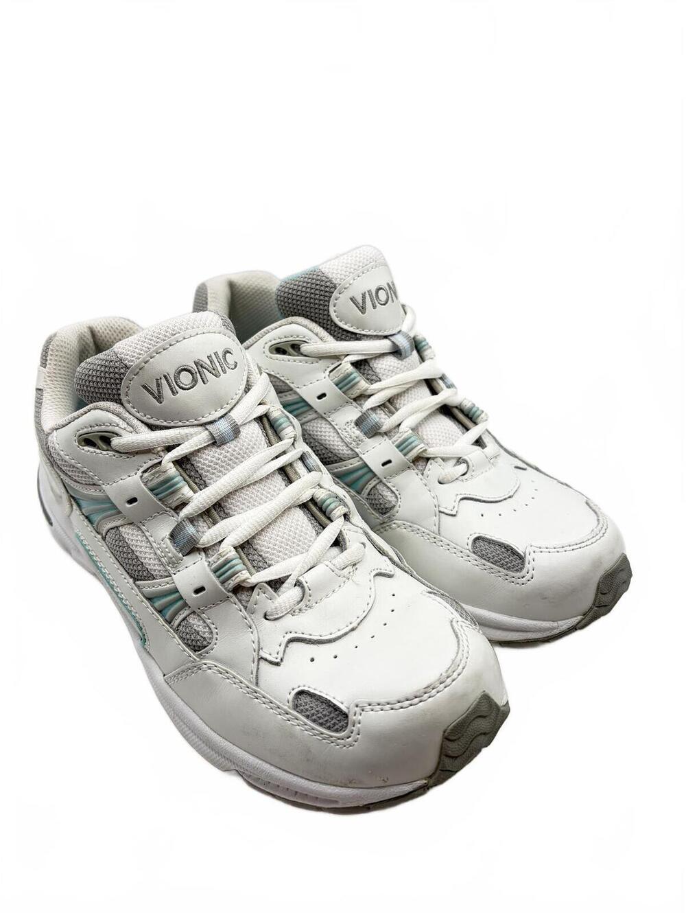 Vionic Walker Classic Women's Orthotic White Teal Sneaker Size 7.5 APMA